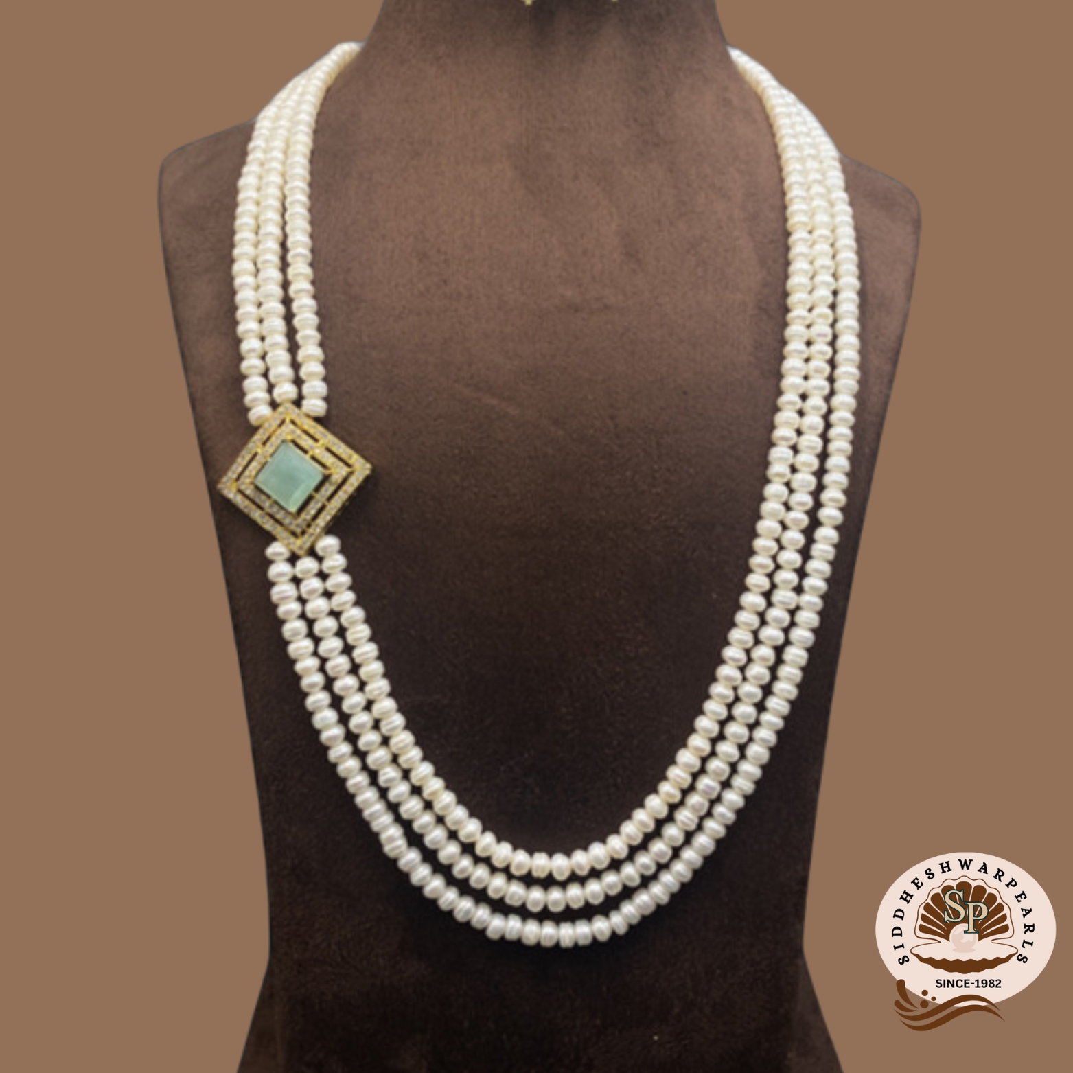 green side Side Brooch Necklace