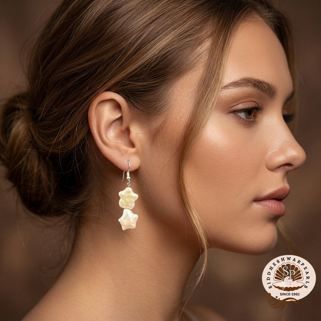 Radiant Pearl Hoop Earrings 2 - Image 1