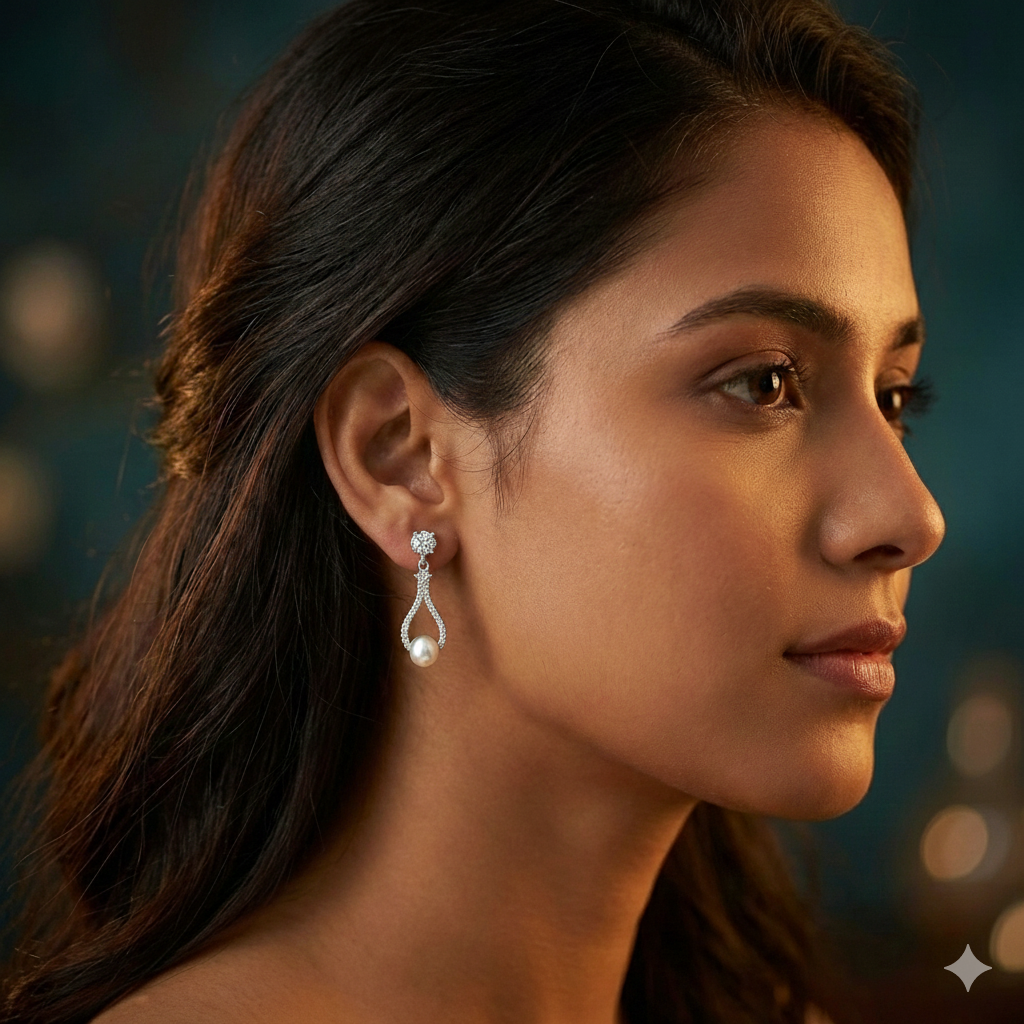 Glamorous Pearl Hanging Earrings 6 - Image 1