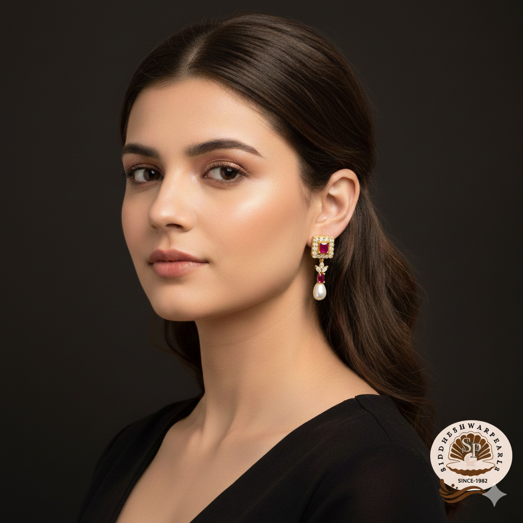Glamorous Pearl Hanging Earrings 8 - Image 1