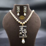 Blue Sapphire Pendant Pearl Necklace - Image 2