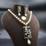 Blue Sapphire Pendant Pearl Necklace - Image 4