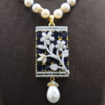 Blue Sapphire Pendant Pearl Necklace - Image 6