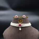 Ruby Pendant Pearl Choker Necklace - Image 2
