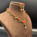 Serene Pearl With Coral-Jade Necklace 3 - Image 2