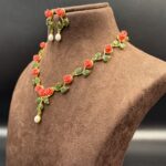 Serene Pearl With Coral-Jade Necklace 3 - Image 3