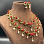 Luxurious Pearl With Coral-Jade Necklace 6 - Image 2