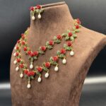 Luxurious Pearl With Coral-Jade Necklace 6 - Image 3