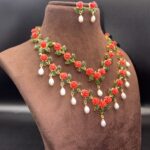Opulent Pearl With Coral-Jade Necklace 7 - Image 2