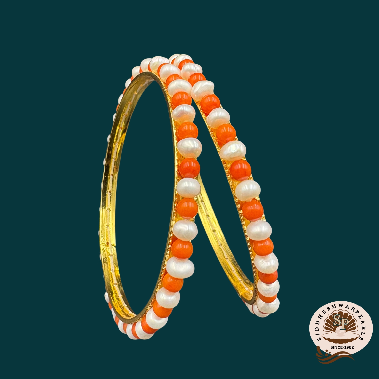 moti bangle2 Pearl and Coral Bangles