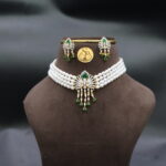 CZ Emerald Pearl Choker Necklace - Image 2