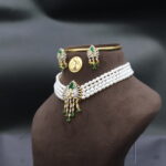 CZ Emerald Pearl Choker Necklace - Image 3