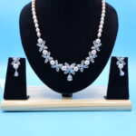 CZ Flower Pendant Pink Pearl Necklace - Image 5