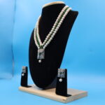 CZ Emerald Pendant Pearl Necklace - Image 3