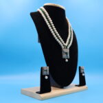 CZ Emerald Pendant Pearl Necklace - Image 4