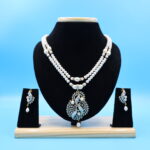 CZ Peacock Pendant Pearl Necklace Set - Image 2