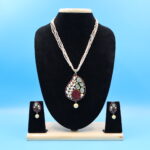 Ruby Pendant Pink Rice Pearl Nrcklace - Image 2