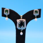 CZ Emerald Pendant With Pearl Earrings - Image 2