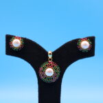 Ruby and Emerald Pendant with Earrings - Image 3