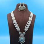 CZ Emerald Rani Haar Pearl Necklace - Image 2