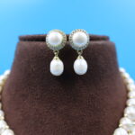 Two Layer Button Pendant Pearl Necklace - Image 5
