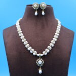 Two Layer Oval Pearl Necklace Set - Image 2