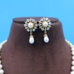 Two Layer Oval Pearl Necklace Set - Image 4