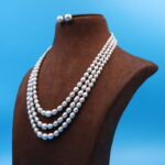 Three Layered Gradation Oval Grey Pearl Necklace - Image 3