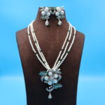CZ Flower Pearl Necklace - Image 2