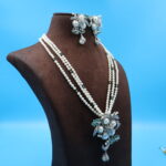 CZ Flower Pearl Necklace - Image 4