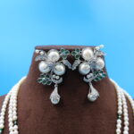 CZ Flower Pearl Necklace - Image 5