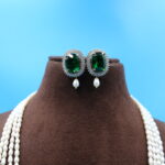 Emerald Pendant Side Brooch Pearl Necklace - Image 5
