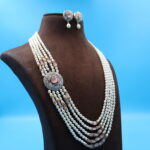 Ruby Pendant Side Brooch Pearl Necklace - Image 3