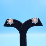 Flower Design Pearl Stud Earrings - Image 3