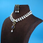 Blue Sapphire Pendant Button Pearl Necklace - Image 3