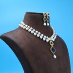 Blue Sapphire Pendant Button Pearl Necklace - Image 4