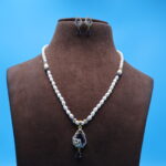 CZ Pendant Oval Pearl Necklace Set - Image 2