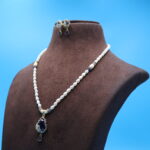 CZ Pendant Oval Pearl Necklace Set - Image 3