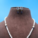 CZ Pendant Oval Pearl Necklace Set - Image 4