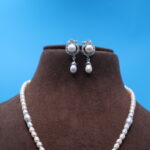 CZ Pink Moti Oval Pearl Necklace - Image 5