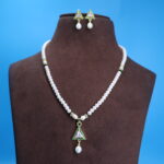 CZ Triangle Pendant Pearl Necklace - Image 2