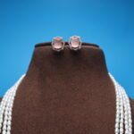 Pink Stone Side Brooch Oval Pearl Necklace - Image 5