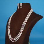 CZ Ruby Side Brooch Pearl Necklace - Image 3