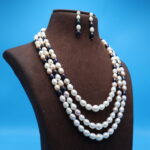 Three Layer Oval Pearl Necklace - Image 4