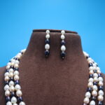 Three Layer Oval Pearl Necklace - Image 5