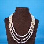 Three Layer Oval Pearl Necklace - Image 2