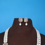 CZ Pink Pendant Side Brooch Necklace - Image 5