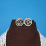 CZ Pendant Side Brooch Pearl Necklace - Image 5