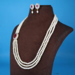 Ruby Pendant Side Brooch Pearl Necklace - Image 2