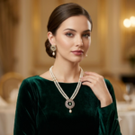 CZ Round Pendant Pearl Necklace